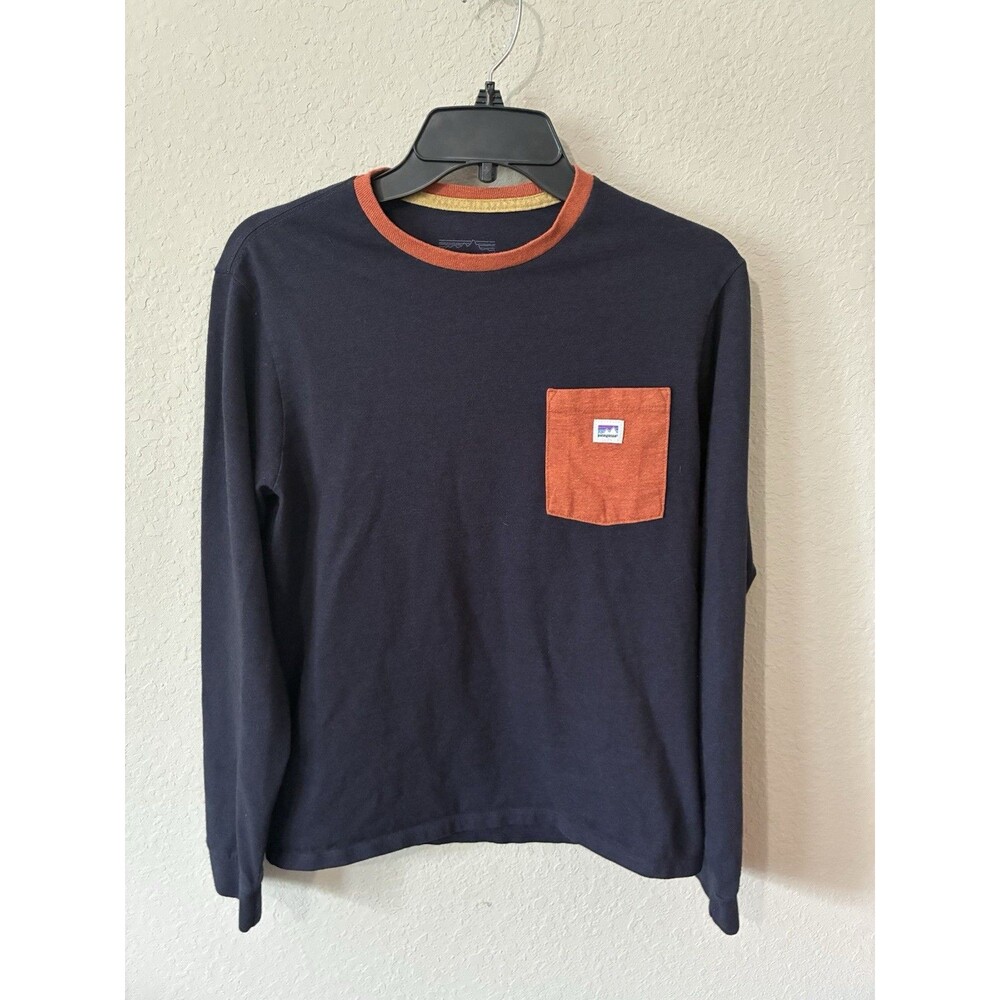 Patagonia Long-Sleeved  Responsibili-Tee Men’s XS Womens Small Navy With Pocket